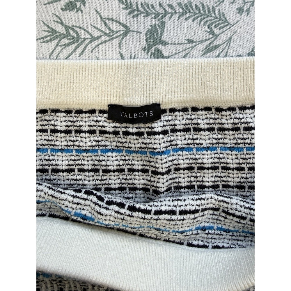 Talbots Textured Tweed Mini Skirt Blue Stripe Knit Career Size 12 Preppy - Picture 4 of 7